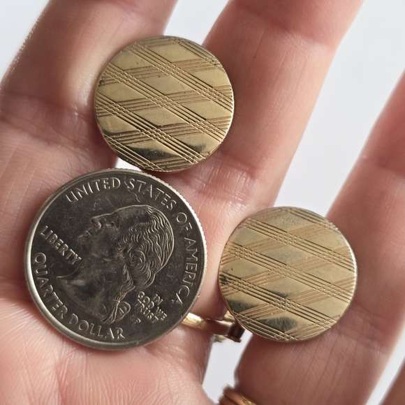 Vintage cuff links crisscross circle gold tone cufflinks criss cross - Picture 8 of 8